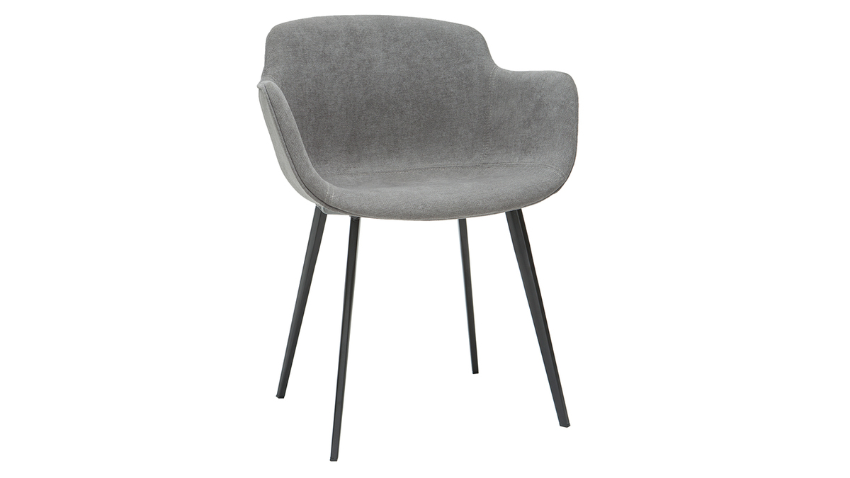 Designer-Stühle aus grauem Stoff mit Samteffekt (2er-Satz) SAKE