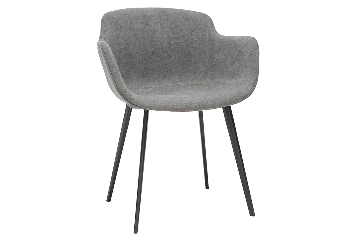 Designer-St�hle aus grauem Stoff mit Samteffekt (2er-Satz) SAKE