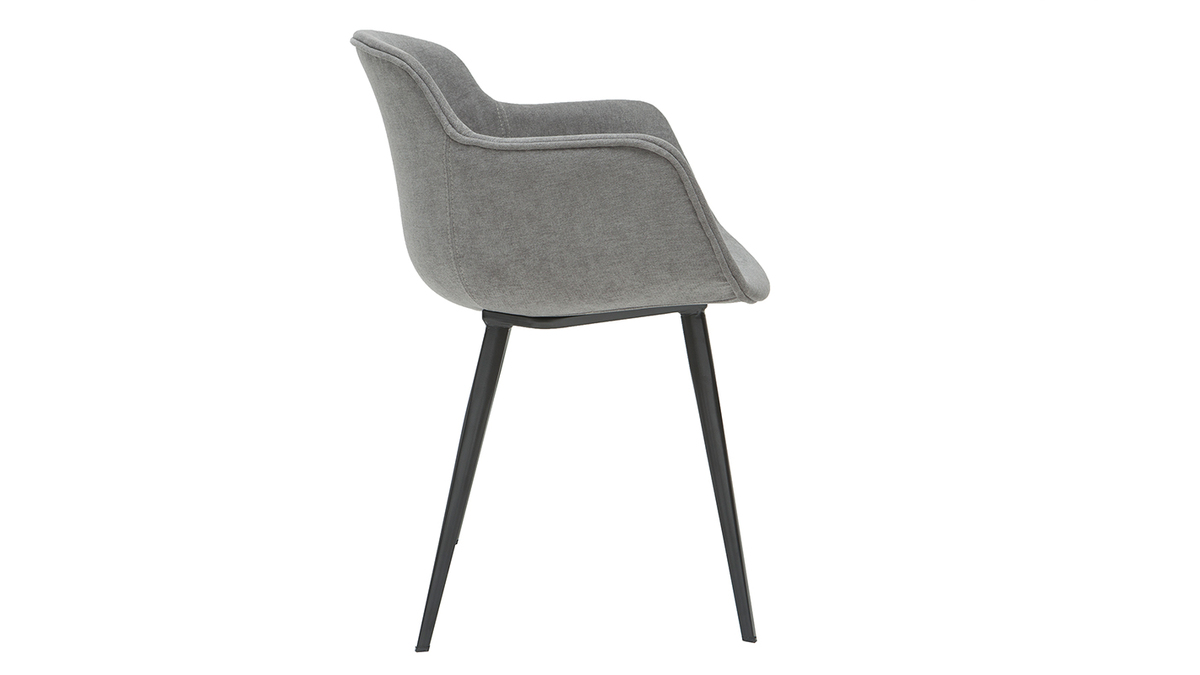 Designer-Stühle aus grauem Stoff mit Samteffekt (2er-Satz) SAKE