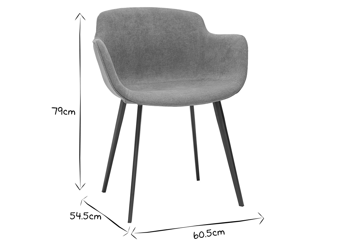 Designer-St�hle aus grauem Stoff mit Samteffekt (2er-Satz) SAKE
