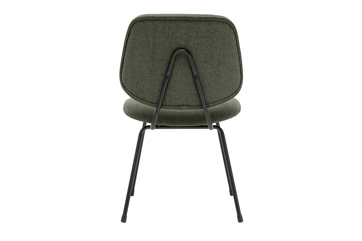 Design-Stuhl aus khakigr�nem Stoff und schwarzem Metall, R�ckansicht
