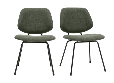 Designer-St&uuml;hle aus khaki-gr&uuml;nem Stoff und schwarzem Metall (Set von 2) BARNET