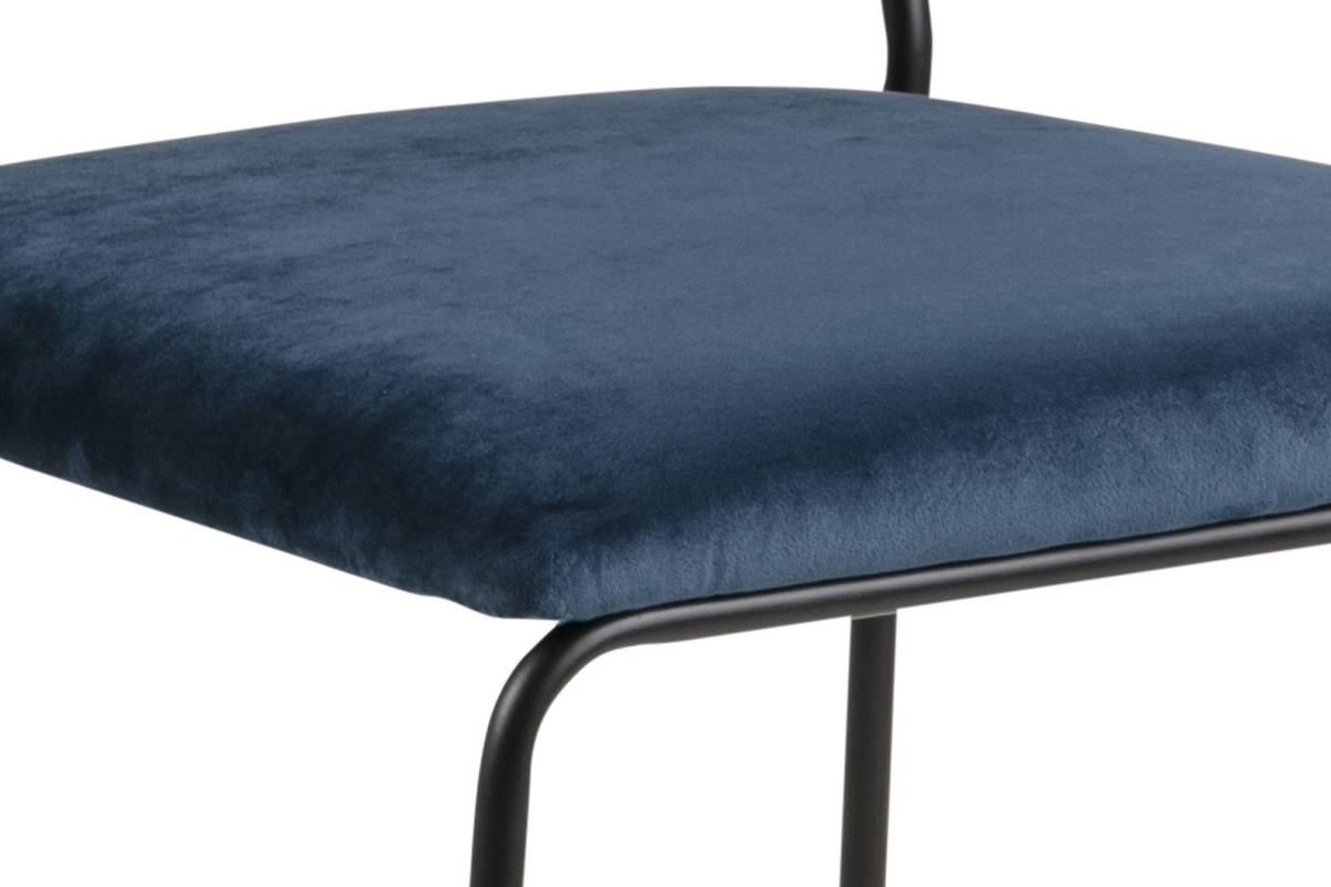 Designer-Sthle aus nachtblauem Samt und Metall (2er-Satz) FLORE