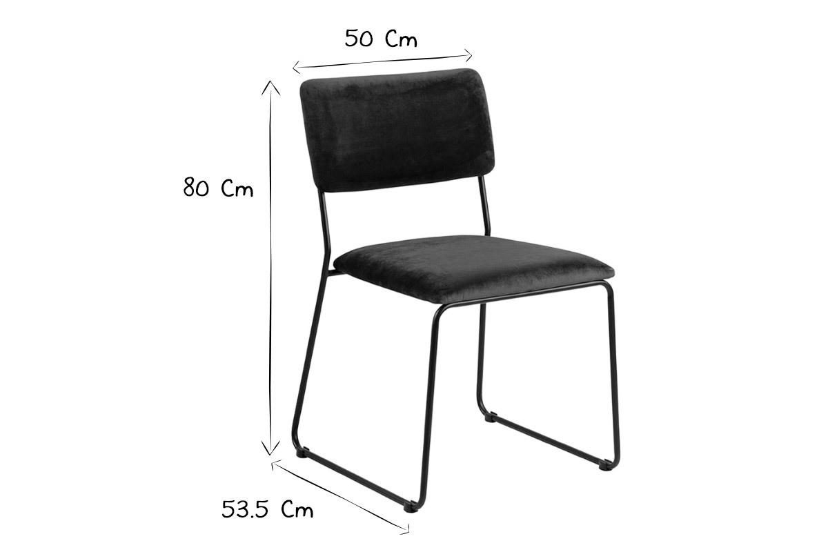 Designer-Sthle aus nachtblauem Samt und Metall (2er-Satz) FLORE
