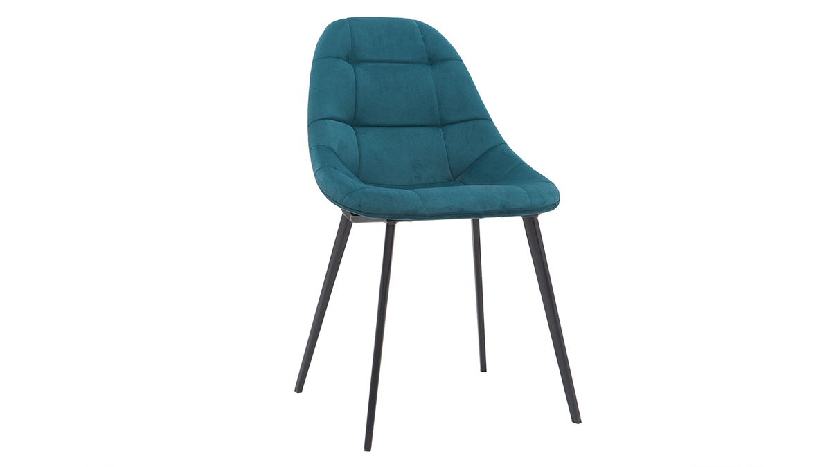 Designer-Stühle aus petrolblauem Samt und Metall (2er-Set) COX