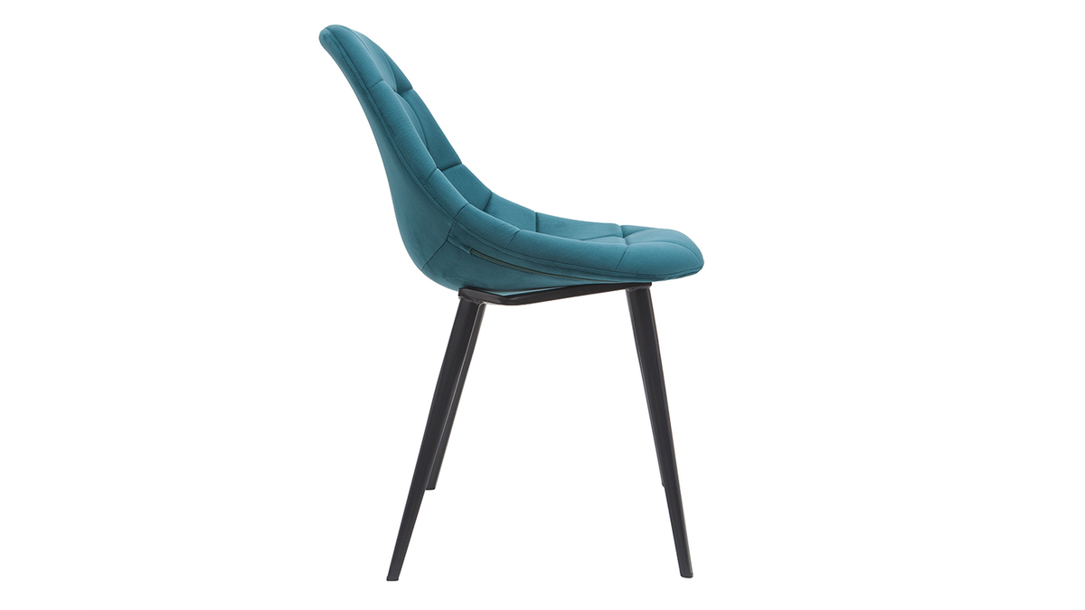 Designer-Stühle aus petrolblauem Samt und Metall (2er-Set) COX