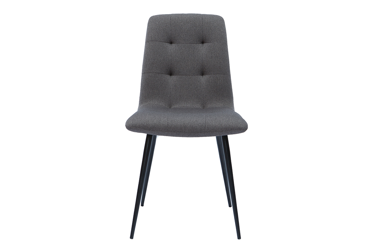 Designer-Sthle gepolstert aus grauem Stoff und schwarzem Metall 2er-Set ESCAPE