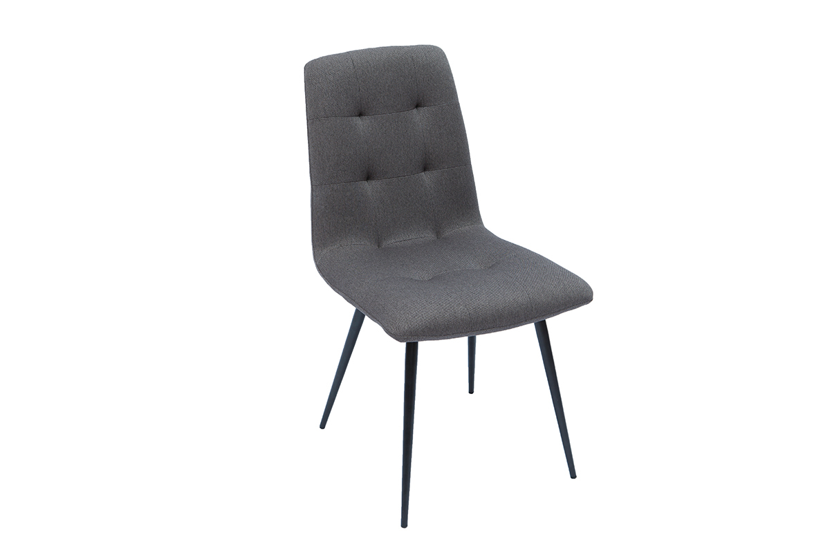 Designer-Sthle gepolstert aus grauem Stoff und schwarzem Metall 2er-Set ESCAPE