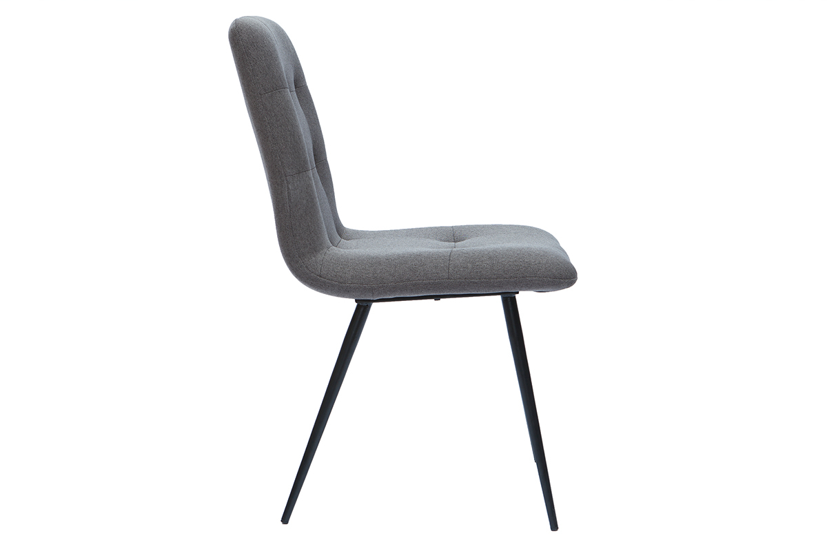 Designer-Sthle gepolstert aus grauem Stoff und schwarzem Metall 2er-Set ESCAPE