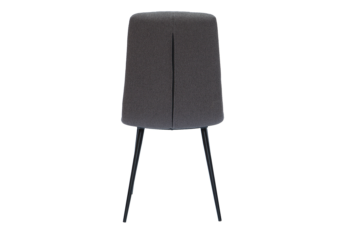 Designer-Sthle gepolstert aus grauem Stoff und schwarzem Metall 2er-Set ESCAPE