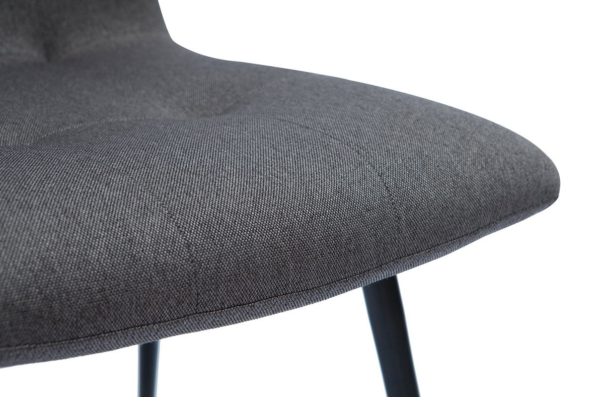 Designer-Sthle gepolstert aus grauem Stoff und schwarzem Metall 2er-Set ESCAPE