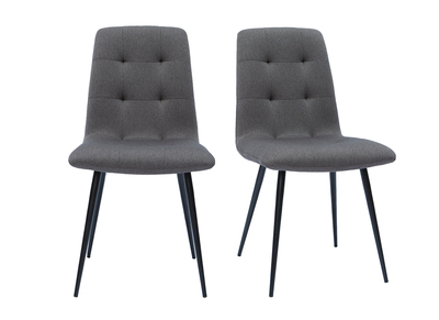 Designer-Stühle gepolstert aus grauem Stoff und schwarzem Metall 2er-Set ESCAPE