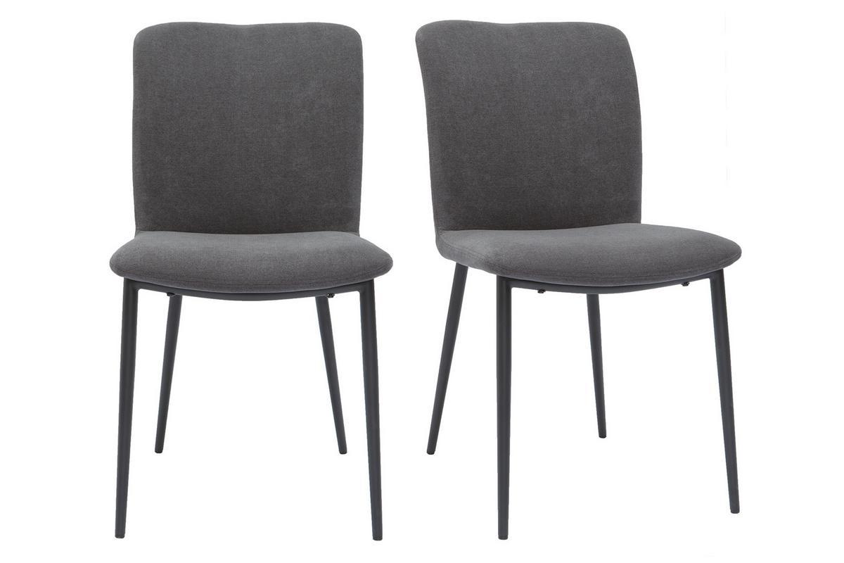 Designer-Sthle im grauen strukturiertem Samtdesign 2er-Set FOSTY