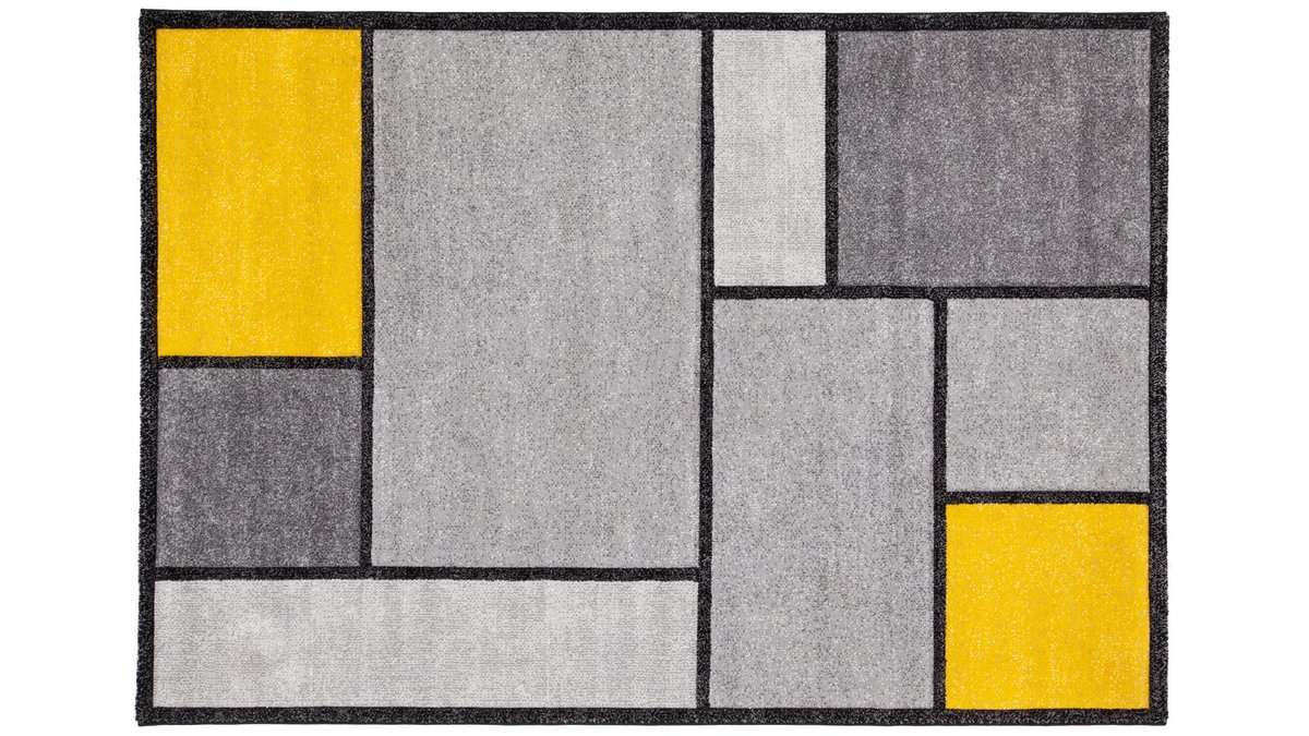 Designer-Teppich gelb und grau 160 x 230 cm - CUBIK
