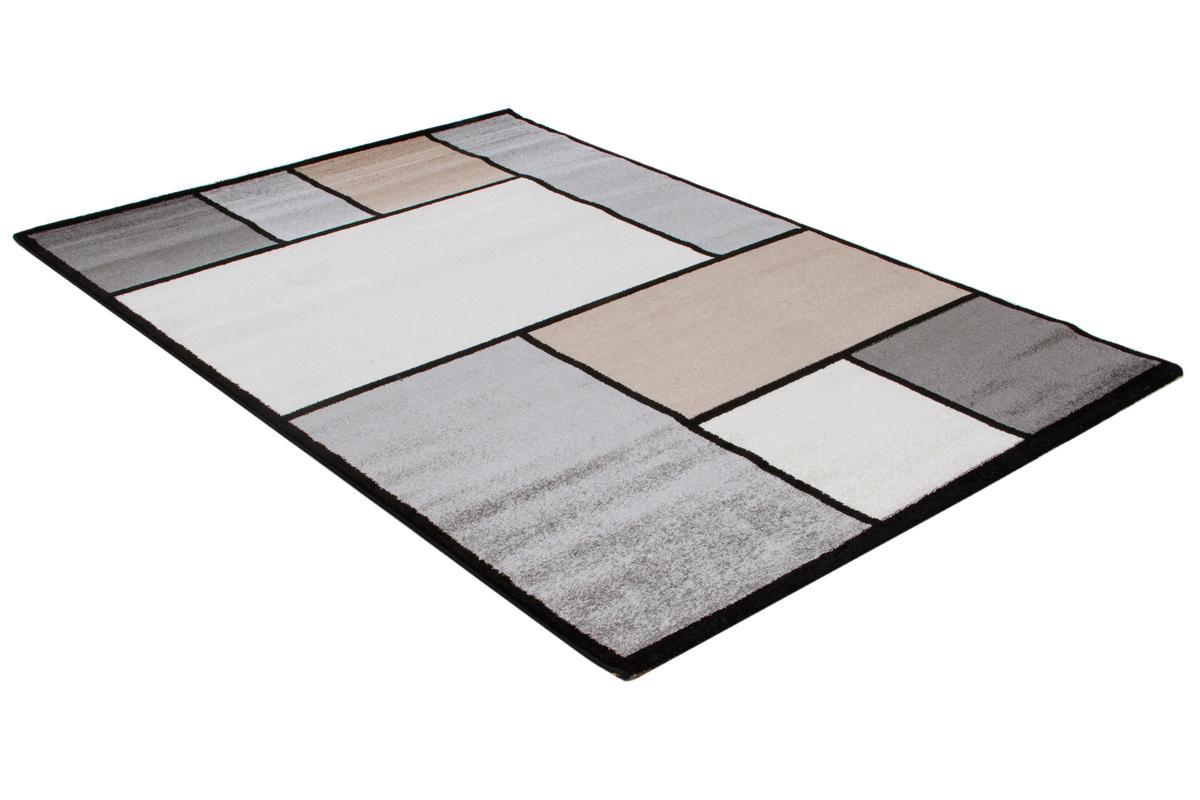 Designer-Teppich wei, taupe und grau 160 x 230 cm CUBIK