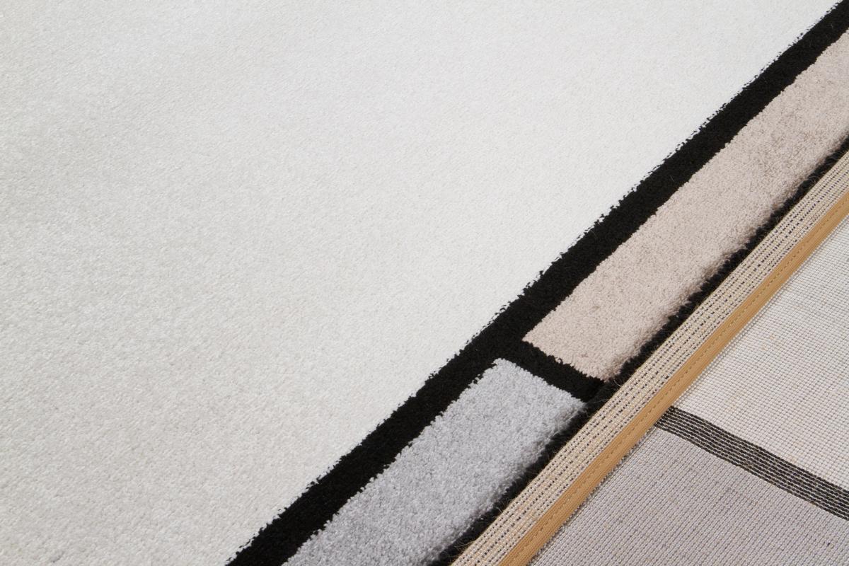 Designer-Teppich wei, taupe und grau 160 x 230 cm CUBIK