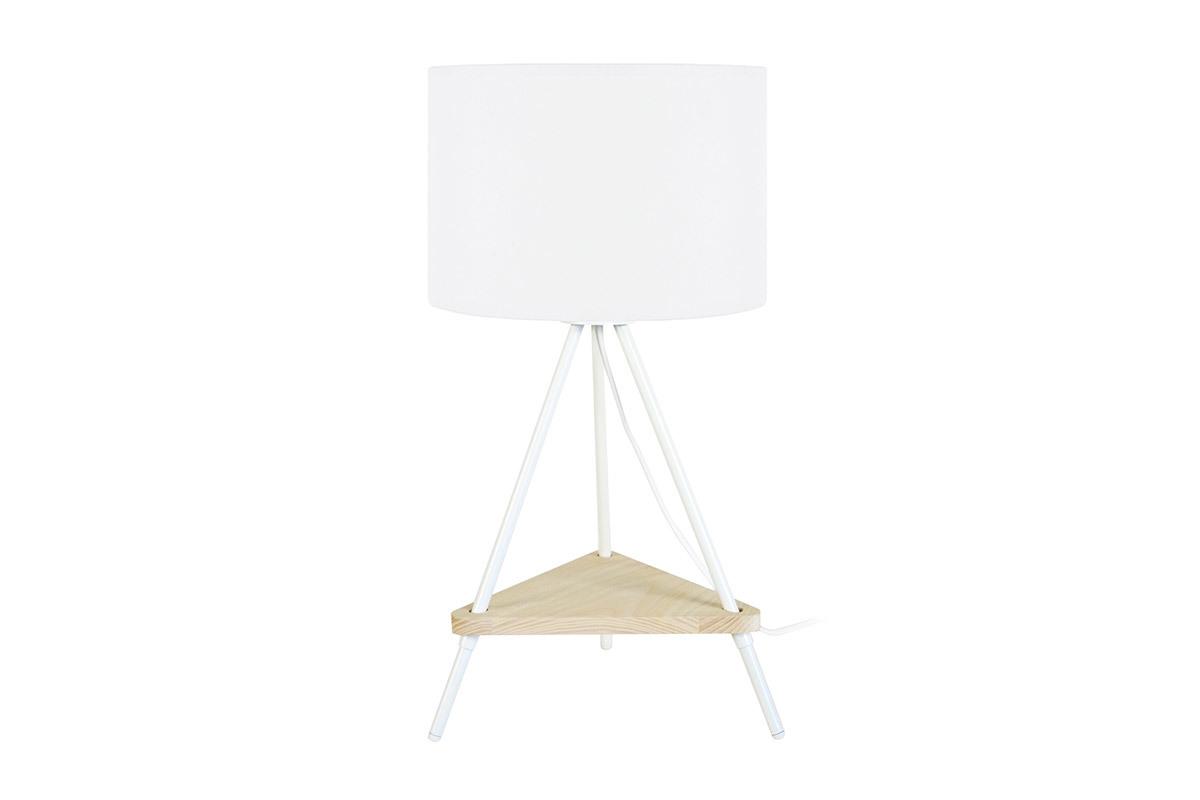 Designer-Tischlampe Metall wei aus Holz YIN