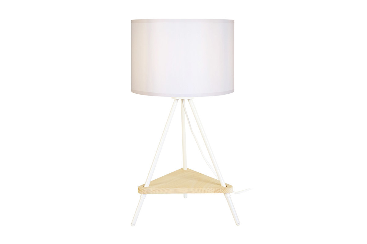 Designer-Tischlampe Metall wei aus Holz YIN