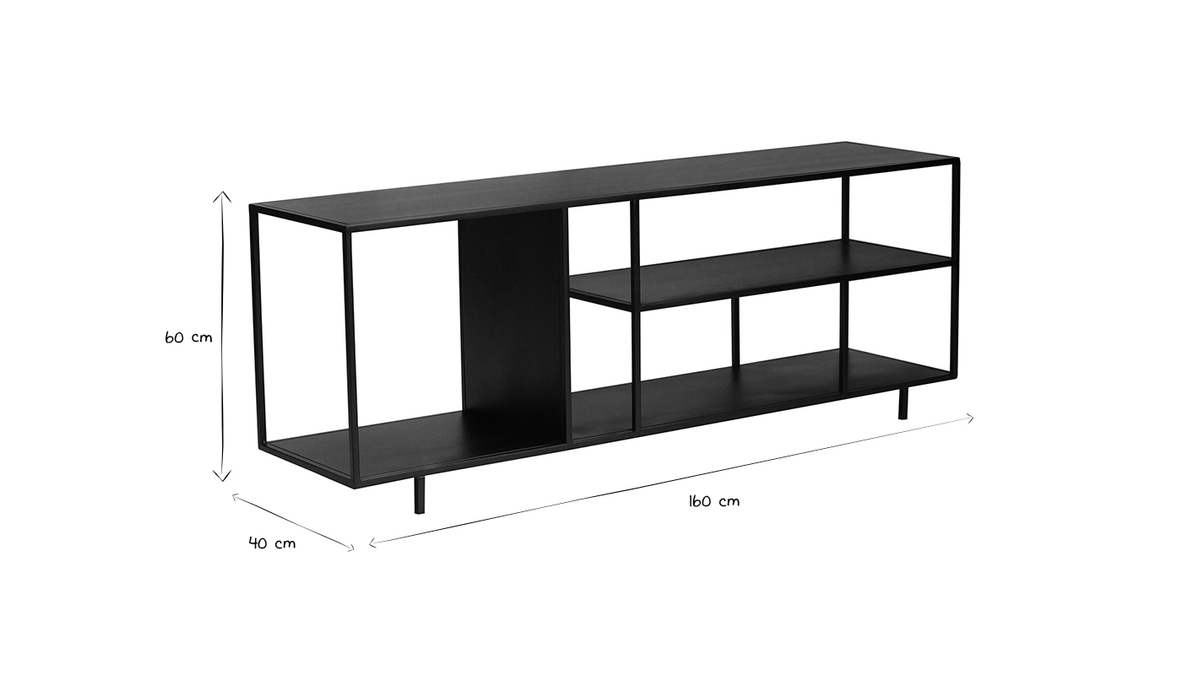 Designer TV-Schrank aus schwarzem Metall L160 cm KARL