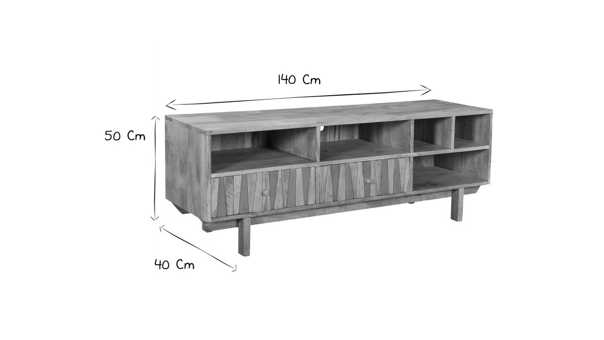 Designer-TV-Schrank Mangoholz und Messing ZAIKA