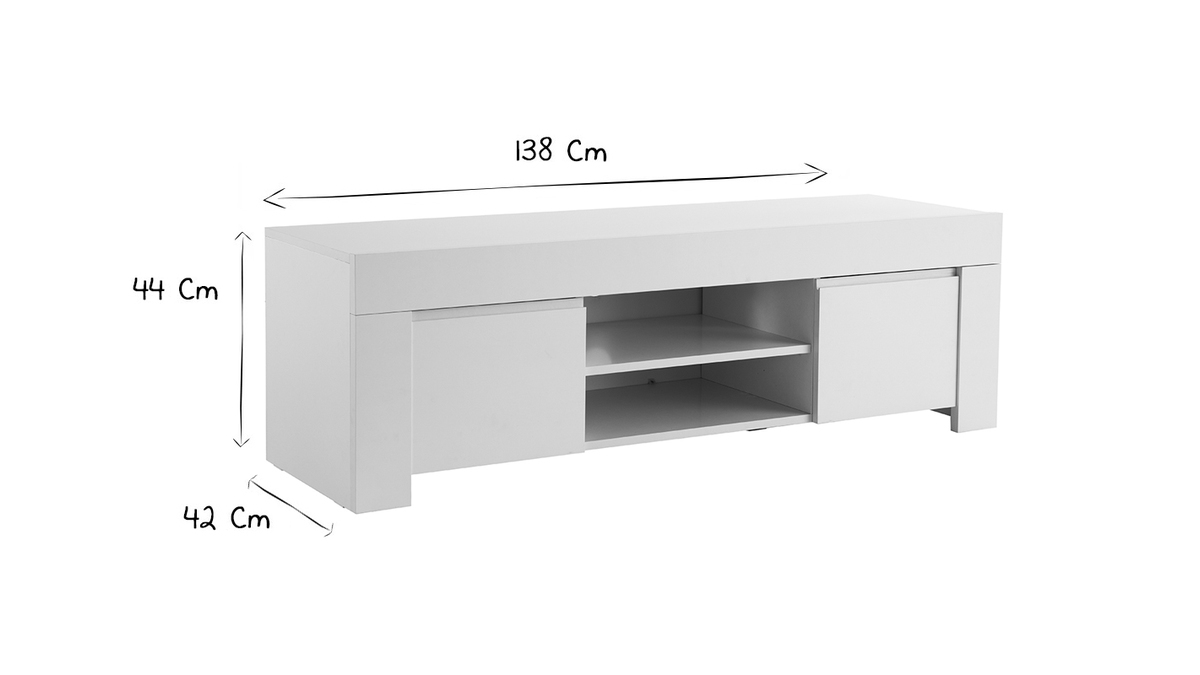 Designer-TV-Schrank matt wei L138 cm TINO