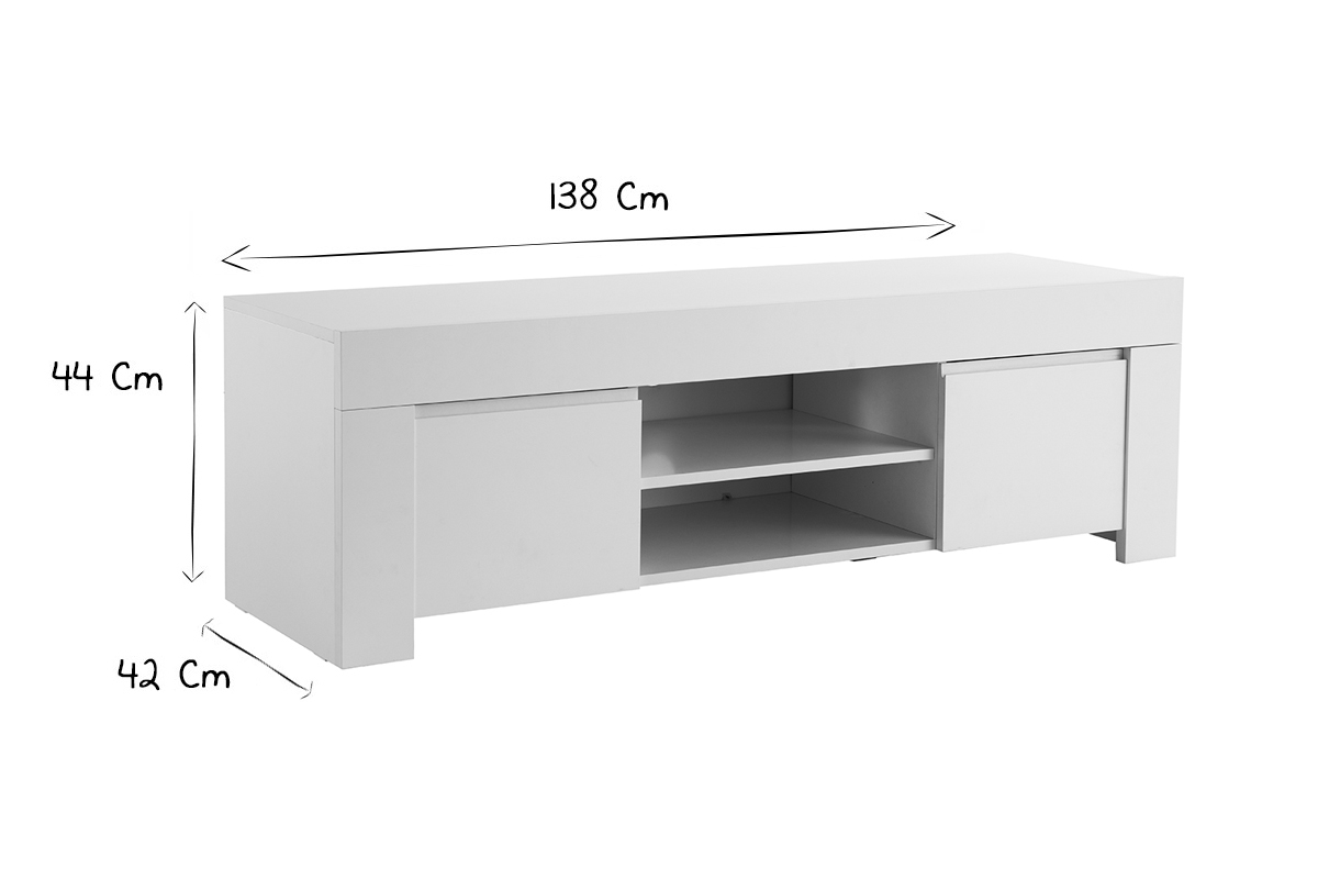 Designer-TV-Schrank matt wei L138 cm TINO
