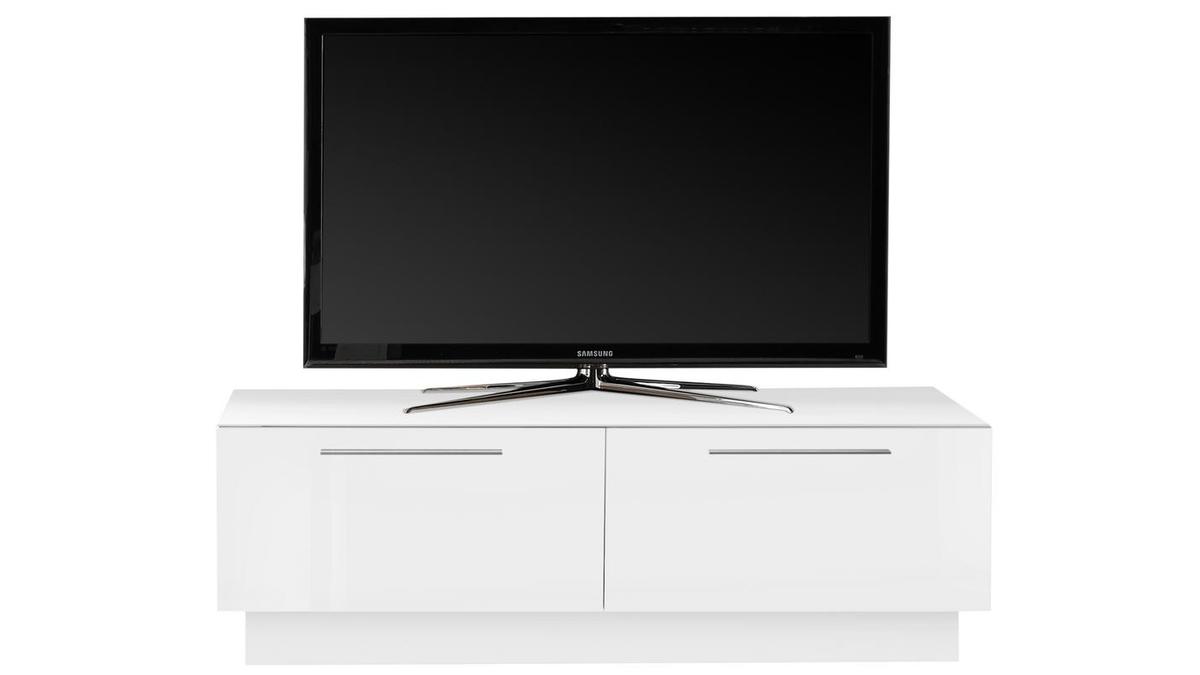 Designer-TV-Schrank mit Schublade und Stauraum in Weiß glänzend L138 cm ETERNEL
