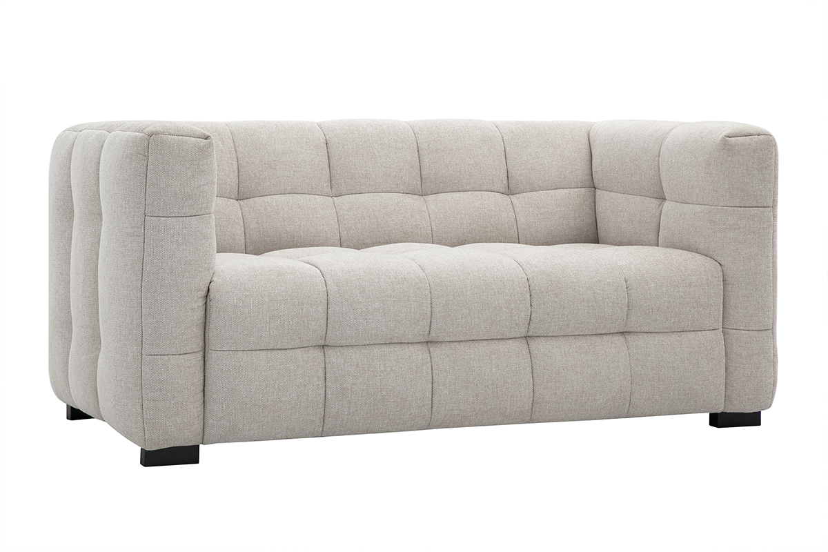 Designer-Zweisitzer-Sofa aus strukturiertem Effekt-Samt in Beige CORTO