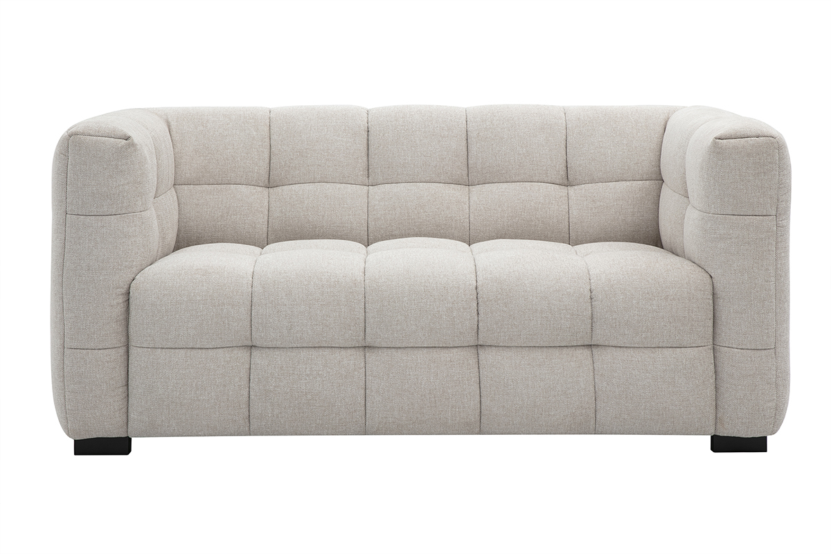Designer-Zweisitzer-Sofa aus strukturiertem Effekt-Samt in Beige CORTO