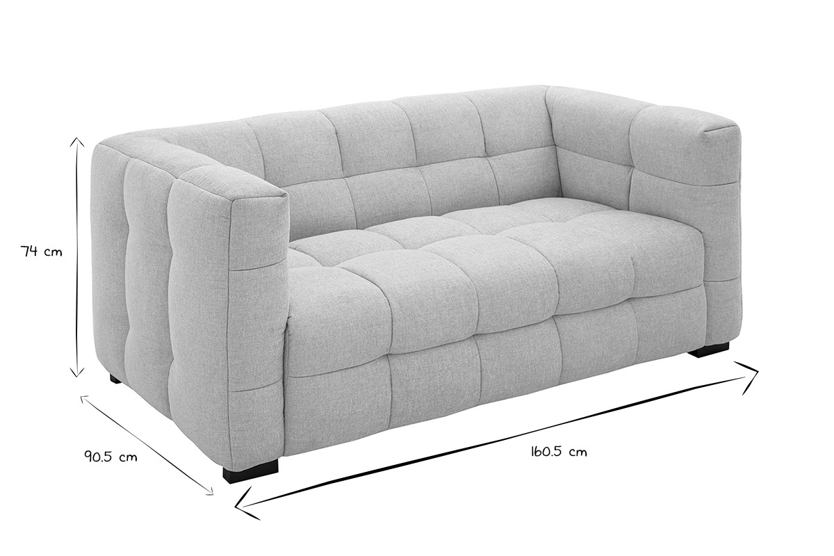 Designer-Zweisitzer-Sofa aus strukturiertem Effekt-Samt in Beige CORTO