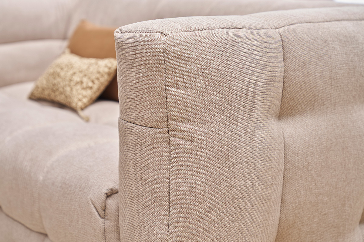 Designer-Zweisitzer-Sofa aus strukturiertem Effekt-Samt in Beige CORTO