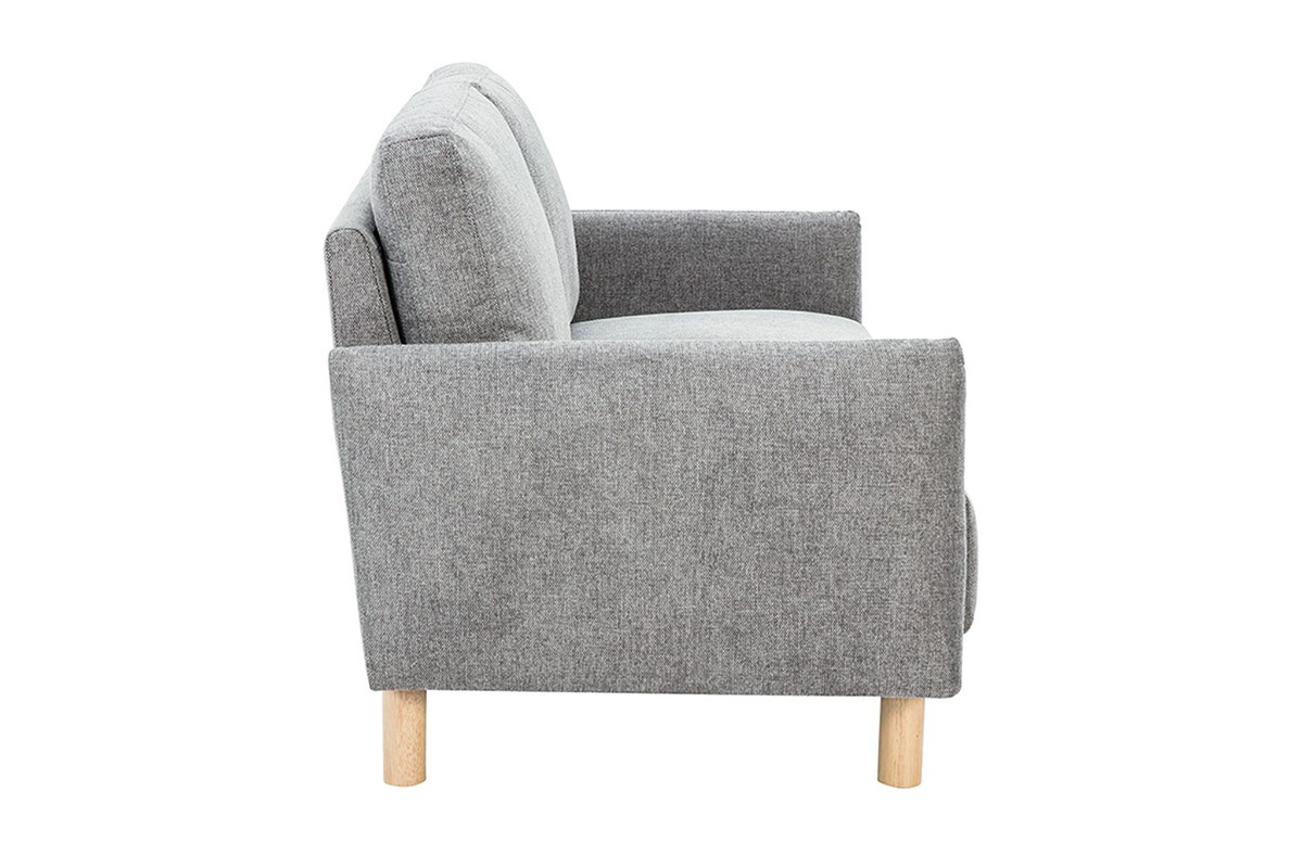 2-Sitzer Sofa BONO in grauem Stoff mit Samteffekt, Seitenansicht.