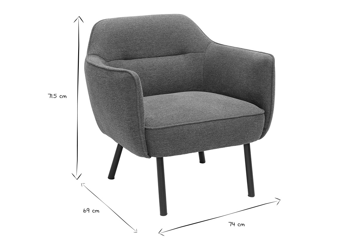 Designersessel in texturiertem Samt-Effekt gebrannte Erde und schwarzem Metall LAURENS
