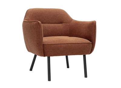 Designersessel in texturiertem Samt-Effekt gebrannte Erde und schwarzem Metall LAURENS