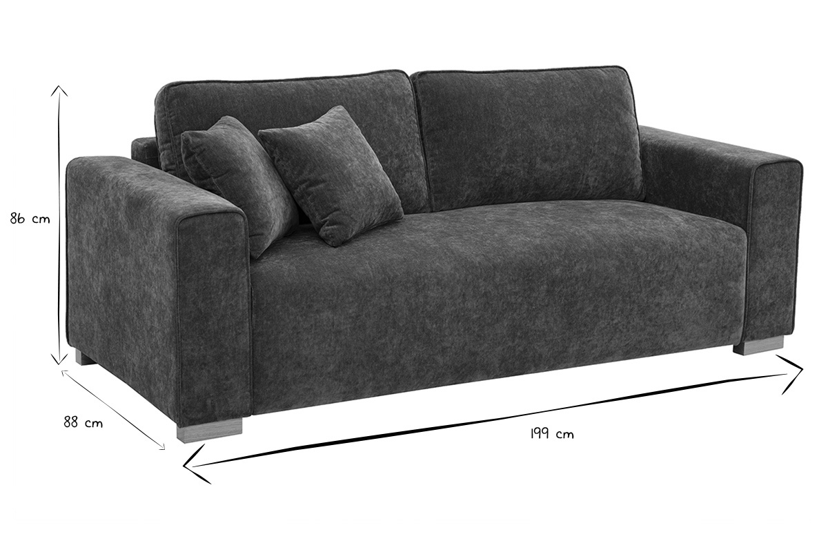 Designersofa 3 Pltze in Samtoptik Stoff khakigrn PEPPER