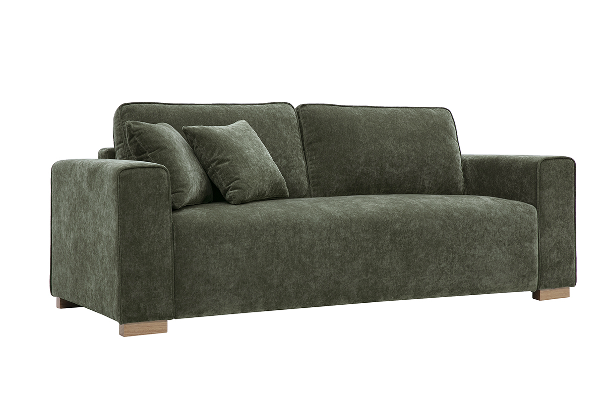 Designersofa 3 Pltze in Samtoptik Stoff khakigrn PEPPER