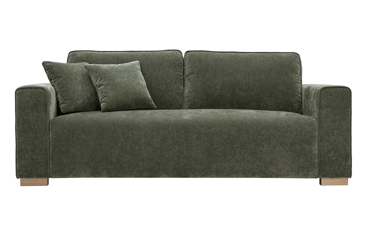 Designersofa 3 Pltze in Samtoptik Stoff khakigrn PEPPER