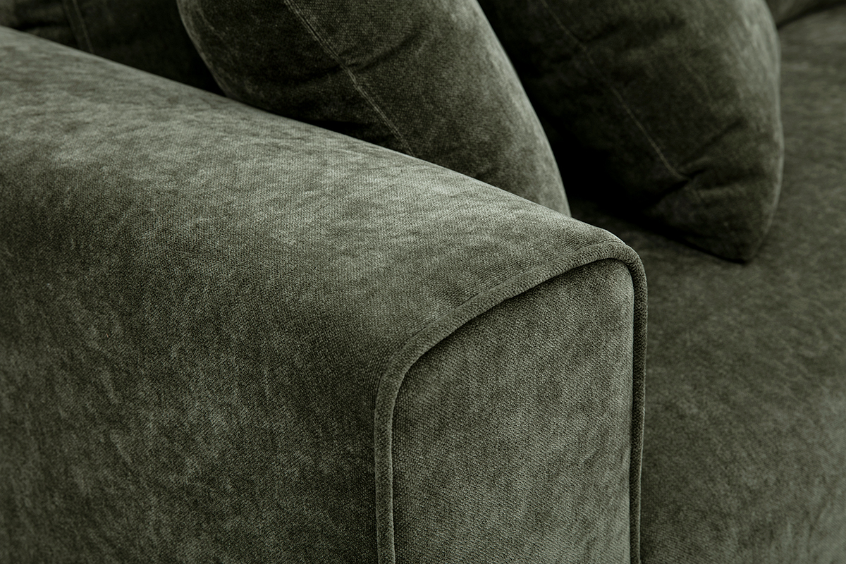 Designersofa 3 Pltze in Samtoptik Stoff khakigrn PEPPER