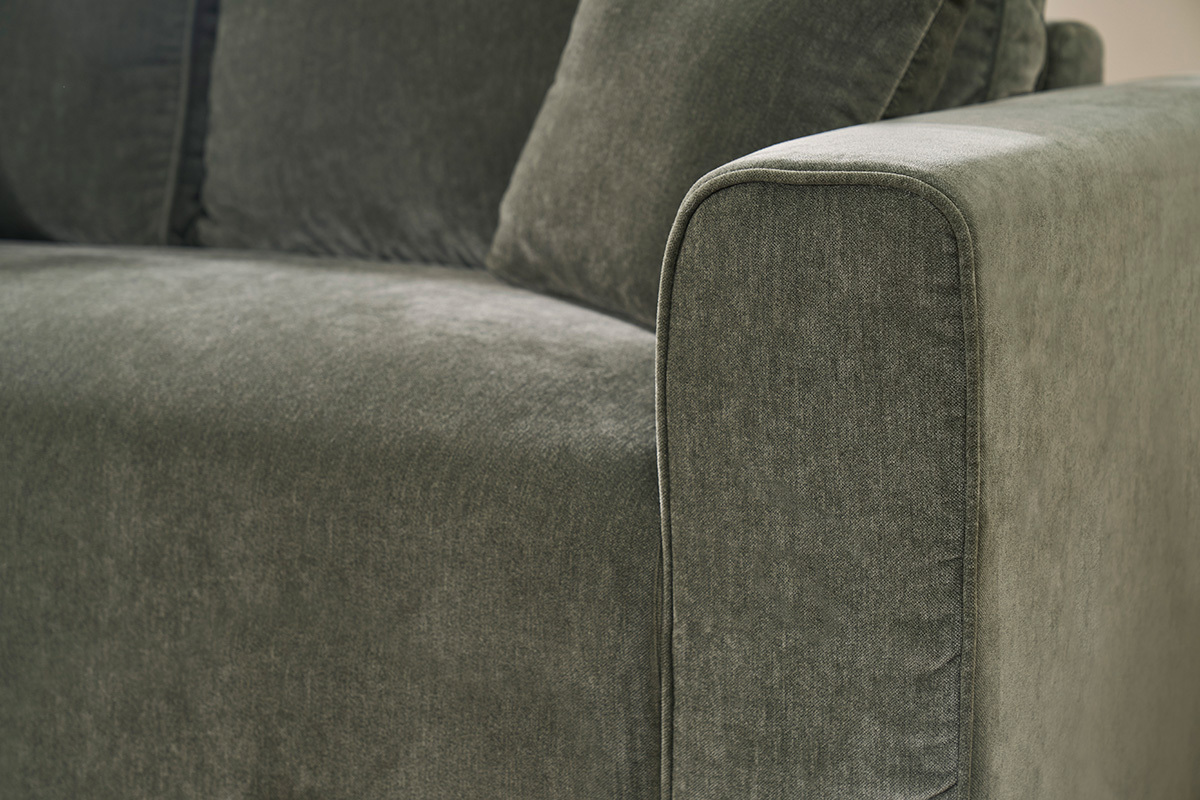 Designersofa 3 Pl�tze in Samtoptik Stoff khakigr�n PEPPER