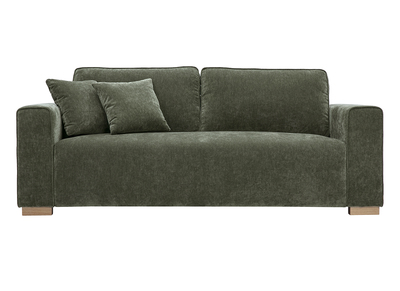 Designersofa 3 Plätze in Samtoptik Stoff khakigrün PEPPER
