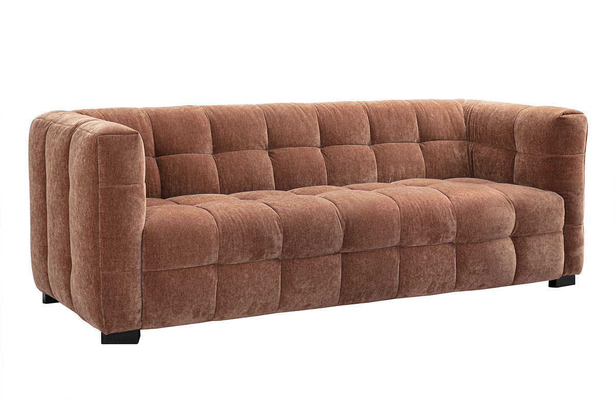 Designersofa 3-Sitzer in braunem Samtstoffeffekt CORTO