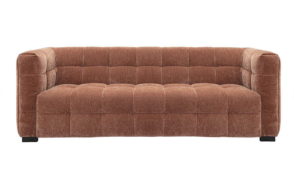 Designersofa 3-Sitzer in braunem Samtstoffeffekt CORTO