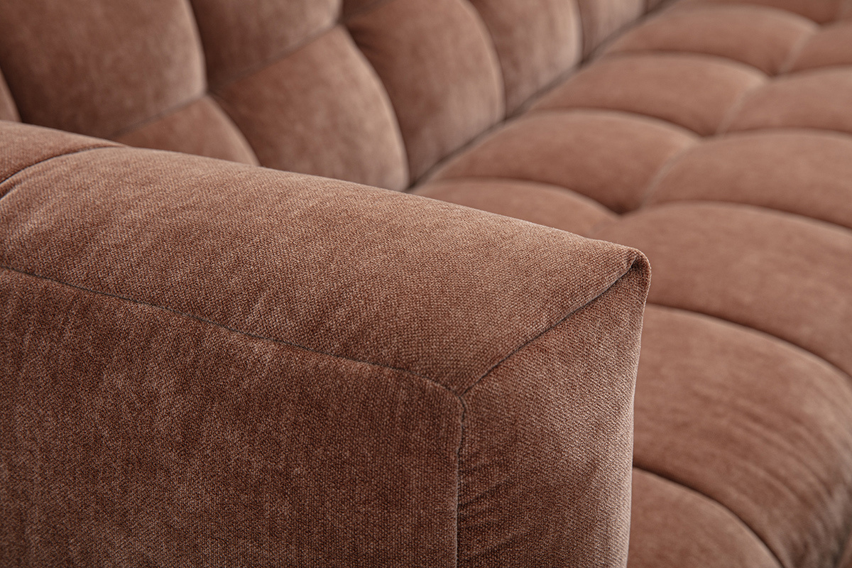 Designersofa 3-Sitzer in braunem Samtstoffeffekt CORTO