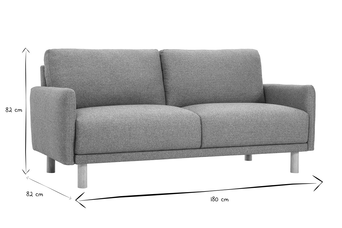 Abmessungen des 3-Sitzer-Sofas BONO in Schwarz und Wei�: 180 cm Breite, 82 cm H�he und Tiefe.