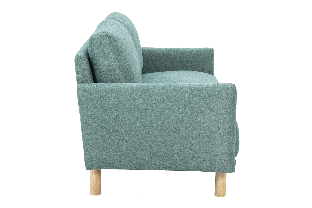 Designercouch f�r 3 Personen in gr�ngrauem Stoff, Seitenansicht.