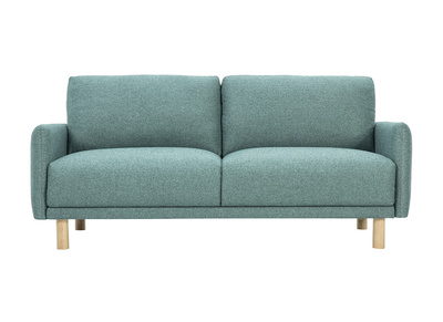 Designersofa 3-Sitzer in Graugr&uuml;nem Stoff und hellem Holz BONO