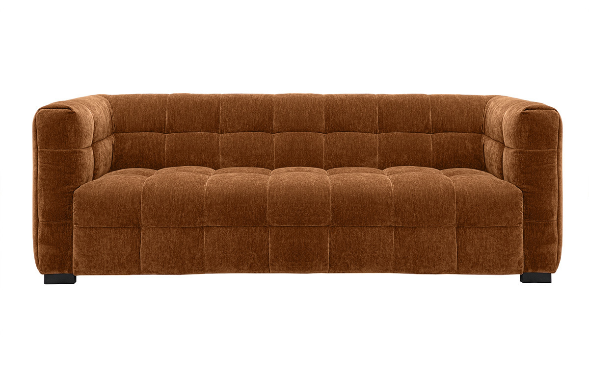 Designersofa 3-Sitzer in Rostbraun Samtstoffeffekt CORTO