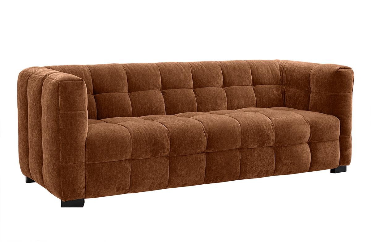 Designersofa 3-Sitzer in Rostbraun Samtstoffeffekt CORTO