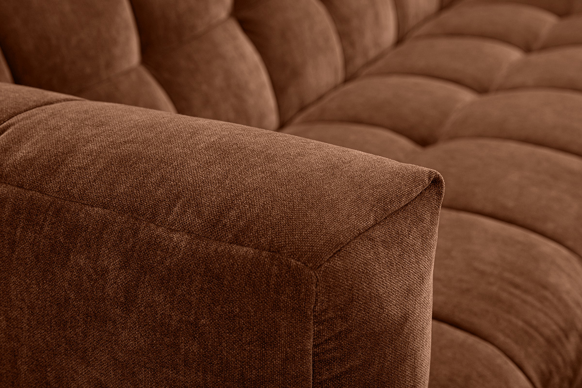 Designersofa 3-Sitzer in Rostbraun Samtstoffeffekt CORTO