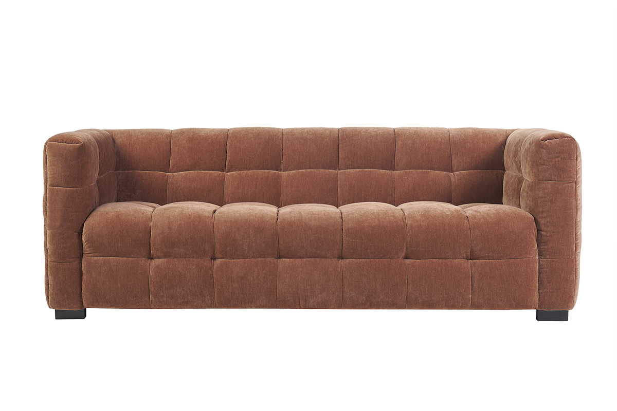 Designersofa 3-Sitzer in Rostbraun Samtstoffeffekt CORTO